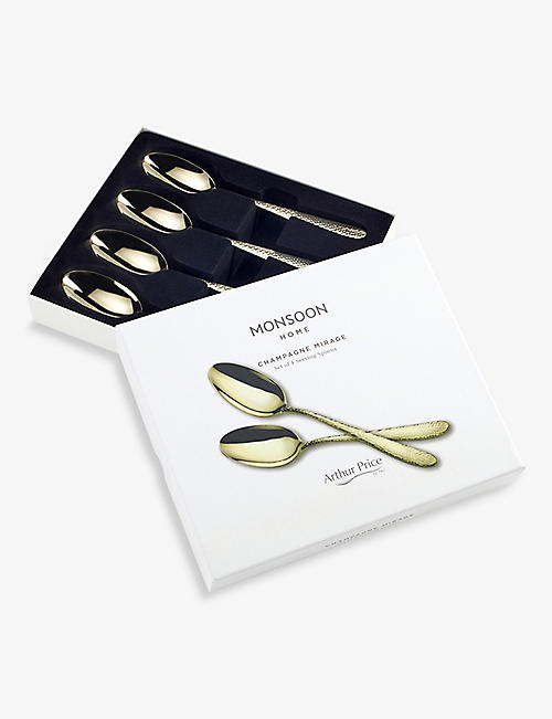 ARTHUR PRICE: Champagne Mirage stainless steel serving spoons 4-piece set