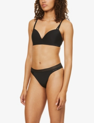 Calvin Klein Seductive Comfort Lift Stretch-recycled Polyamide Bra In Black