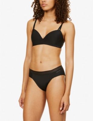 Shop Calvin Klein Seductive Comfort Stretch-recycled Polyamide Bikini Briefs In Black