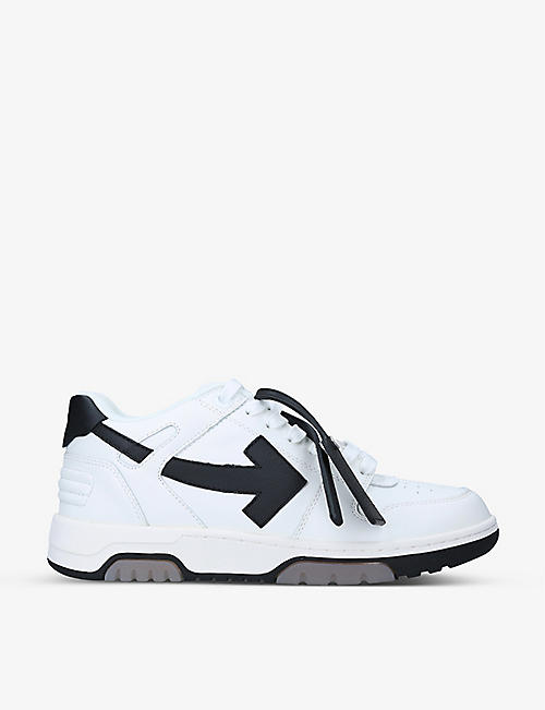 OFF-WHITE C/O VIRGIL ABLOH: Out Of Office logo-embroidered leather mid-top trainers