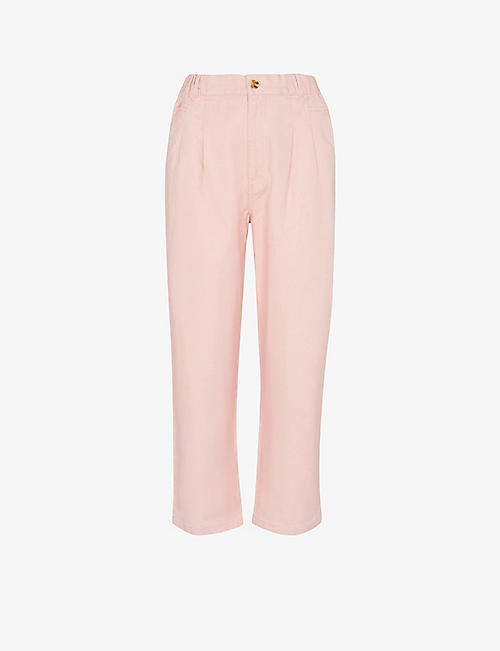 WHISTLES: Elasticated-waist tapered cotton trousers