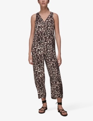 Shop Whistles Womens Multi-coloured Clouded Leopard-print Woven Jumpsuit