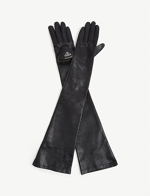 PRADA: Pouch-embellished leather gloves