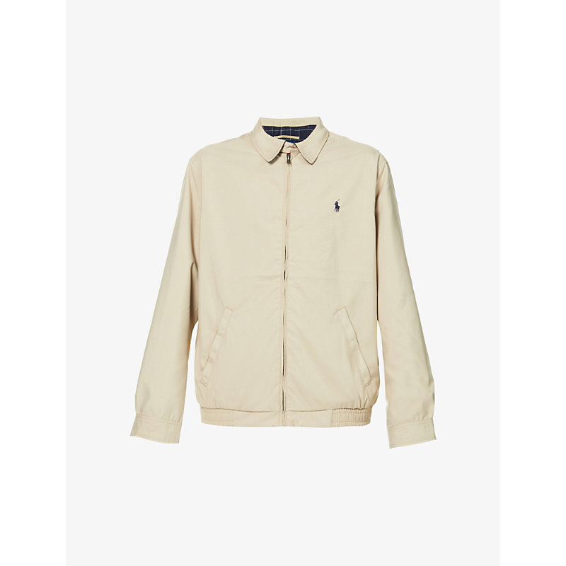 Shop Polo Ralph Lauren Bi-swing Brand-embroidered Regular-fit Woven Windbreaker Jacket In Khaki Uniform