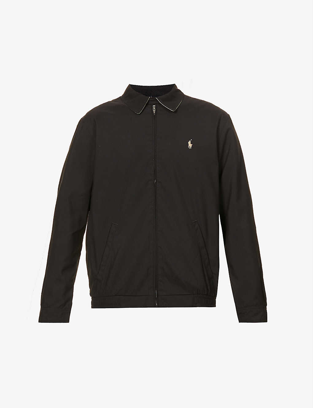 Shop Polo Ralph Lauren Men's Rl Black Bi-swing Brand-embroidered Regular-fit Woven Windbreaker Jacket