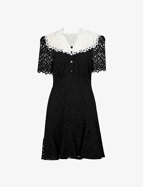 SANDRO: Rosane two-tone lace mini dress