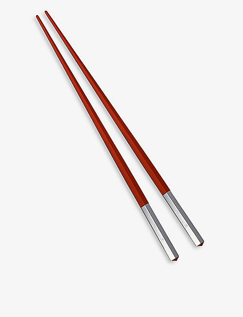 CHRISTOFLE: UNI wood and silver-plated Japanese chopsticks