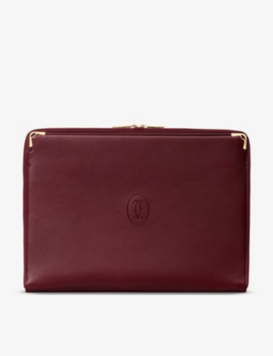 Cartier Womens Burgundy Must De Leather Portfolio Bag In Burgendy