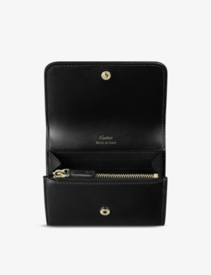 Shop Cartier C De  Mini Leather Wallet In Black
