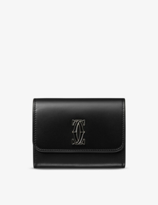 Cartier Womens Black Double C De Mini Leather Wallet