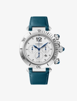CARTIER: CRWSPA0029 Pasha de Cartier stainless-steel and leather interchangeable leather strap automatic watch