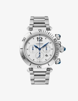 Cartier Mens Steel Crwspa0029 Pasha De Stainless-steel And Leather Interchangeable Leather Strap Aut In Steel