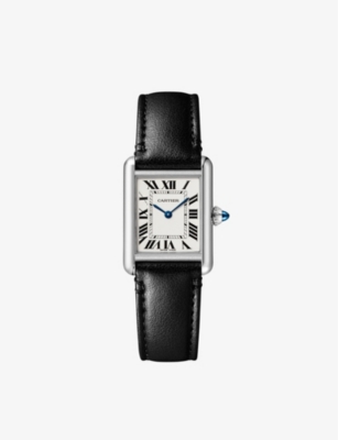 Cartier Womens Black Crwsta0060 Tank Must Small Steel And Vegan-leather Solarbeat™ Photovoltaic Move