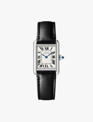 Cartier Womens Black Crwsta0060 Tank Must Small Steel And Vegan-leather Solarbeat™ Photovoltaic Move