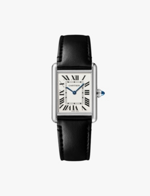 Cartier Black Crwsta0059 Tank Must Large Steel And Vegan-leather Solarbeat™ Photovoltaic Movement Wa