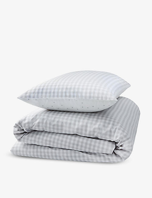 THE LITTLE WHITE COMPANY: Gingham cotton cot sheet set