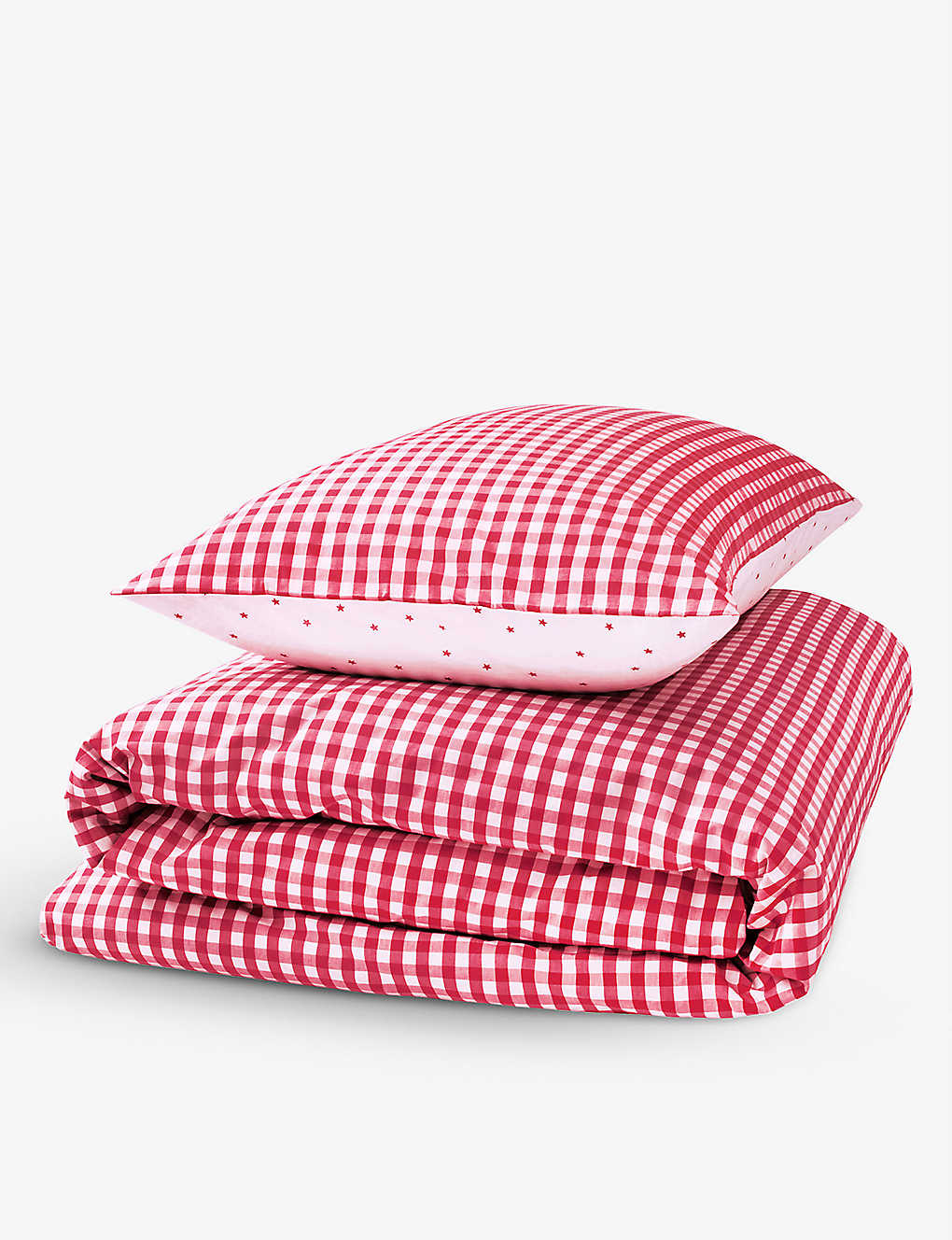 The Little White Company Red Gingham Cotton Cot Sheet Set Cot Bed