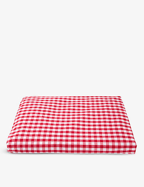 THE LITTLE WHITE COMPANY: Gingham fitted cot bed sheet 70x140cm