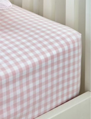 Shop The Little White Company Pink Gingham Fitted Double Bed Sheet 140cm X 190cm