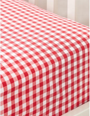 Shop The Little White Company Red Gingham Fitted Double Bed Sheet 140cm X 190cm