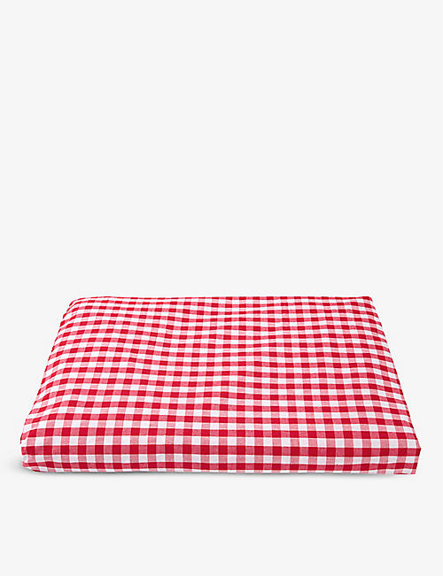 THE LITTLE WHITE COMPANY: Gingham fitted double bed sheet 140cm x 190cm