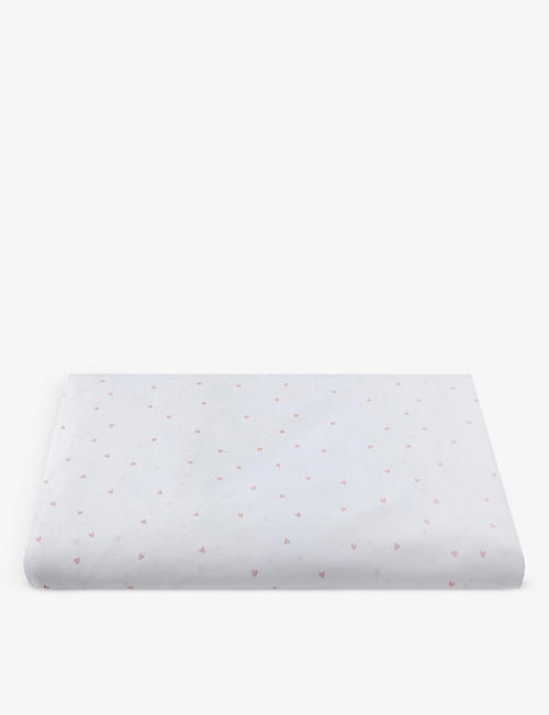 THE LITTLE WHITE COMPANY：心形印花棉质双人床单 140 厘米 x 190 厘米