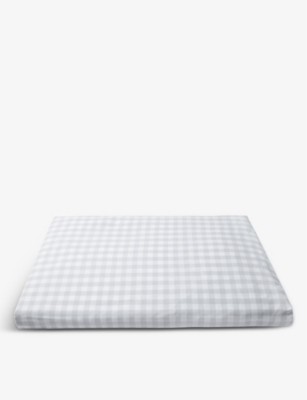 The Little White Company Grey Gingham Single Fitted Cotton Sheet 90cm X 190cm Single