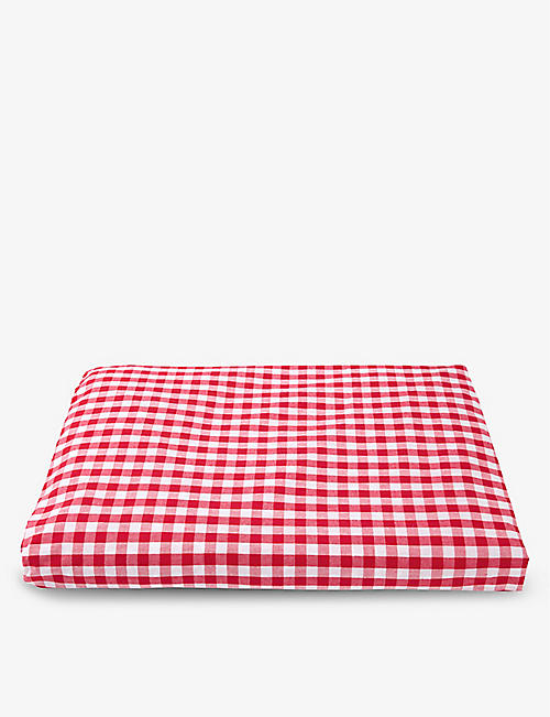 THE LITTLE WHITE COMPANY: Gingham single organic-cotton fitted bed sheet 190cm x 90cm