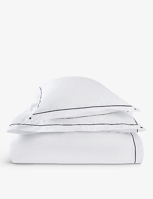 THE LITTLE WHITE COMPANY: Henry star-embroidered organic-cotton cot sheet set
