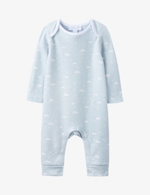 The Little White Company Cloud Print Organic Cotton Sleepsuit 0 24 Months Selfridges Com