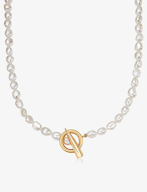 MISSOMA: 18ct yellow gold-plated vermeil sterling silver and freshwater pearl necklace