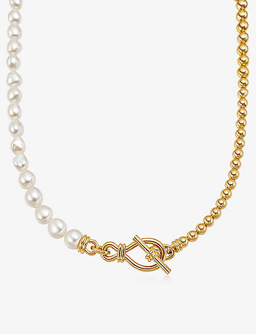 MISSOMA: 18ct yellow gold-plated brass and freshwater pearl necklace
