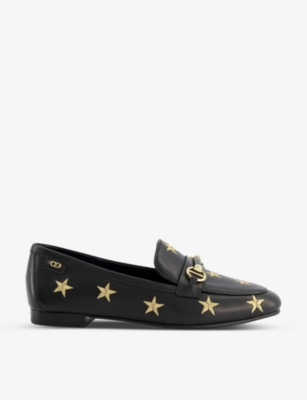 DUNE Goldfinch star embroidered leather loafers Selfridges