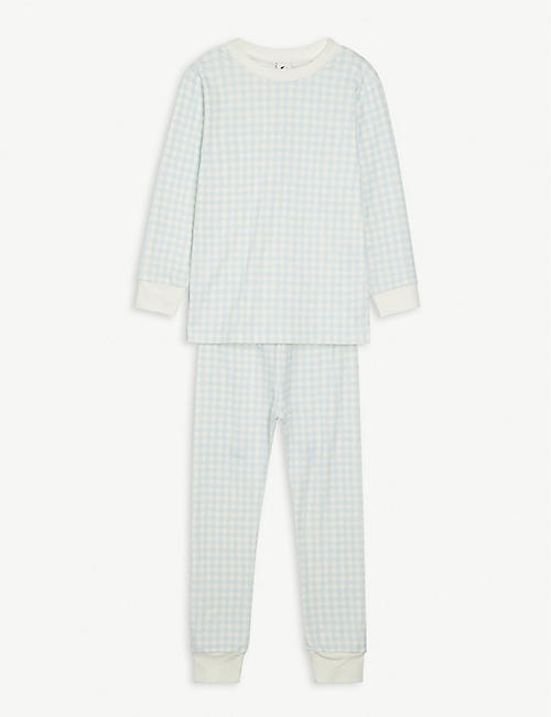 SLEEPY DOE: Gingham-print round neck organic-cotton pyjama set 1-13 years