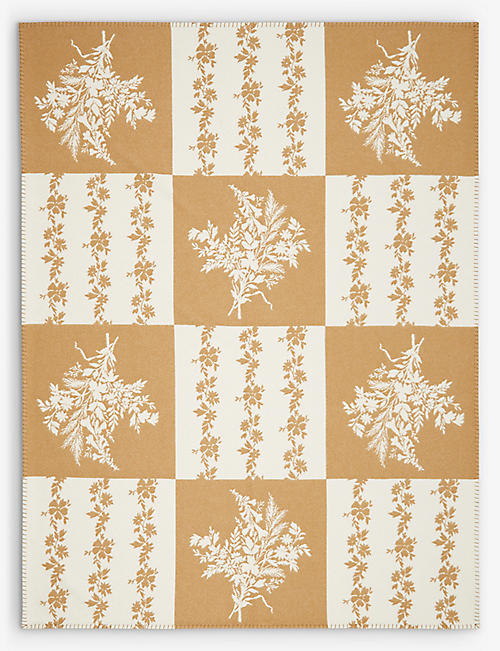 ERDEM: Floral-intarsia wool and cashmere-blend throw 170cm x 130cm