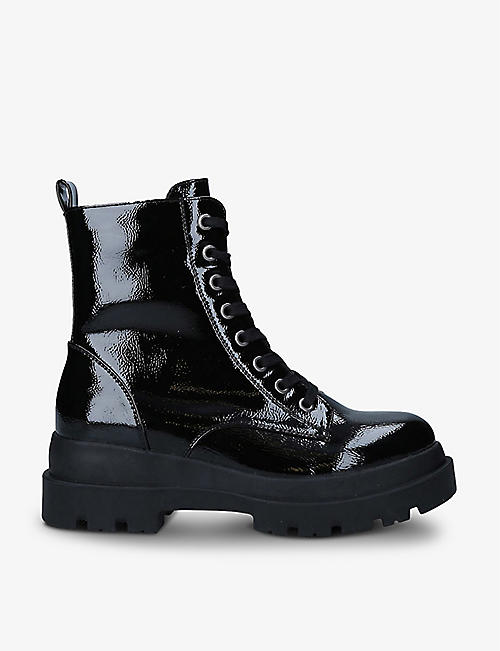 CALL IT SPRING: Xenia lace-up patent vegan-leather combat boots