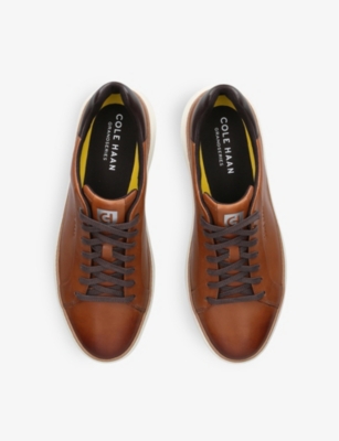 Shop Cole Haan Mens Tan Comb Grandprø Topspin Leather Trainers