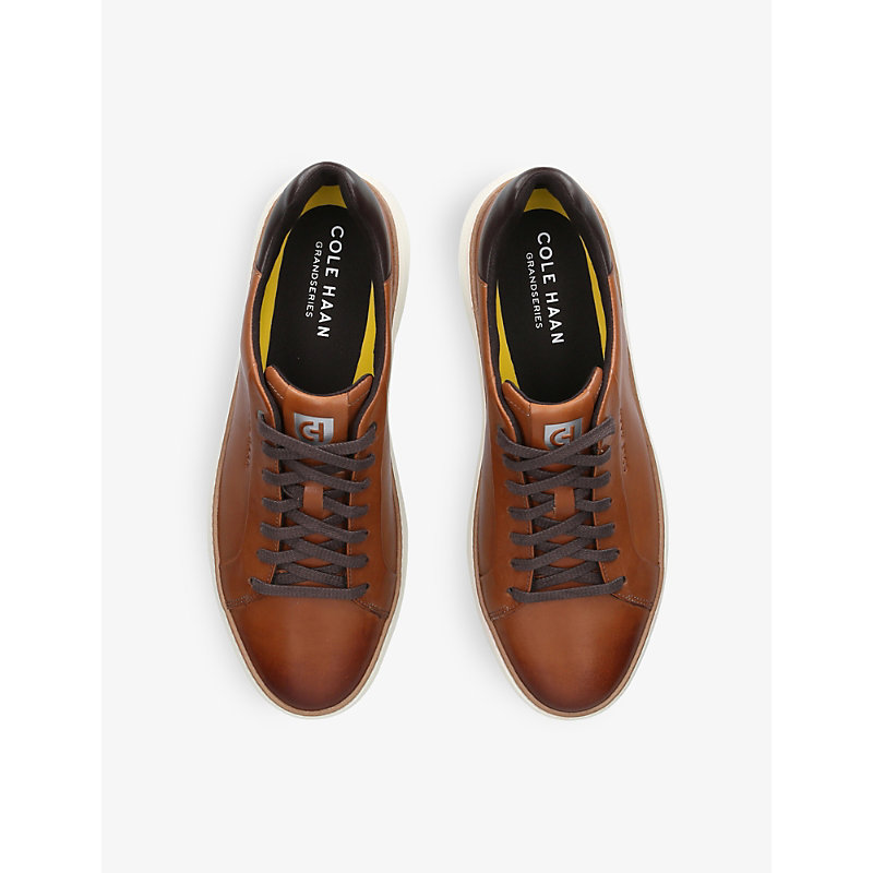 Shop Cole Haan Grandprø Topspin Leather Trainers In Tan Comb