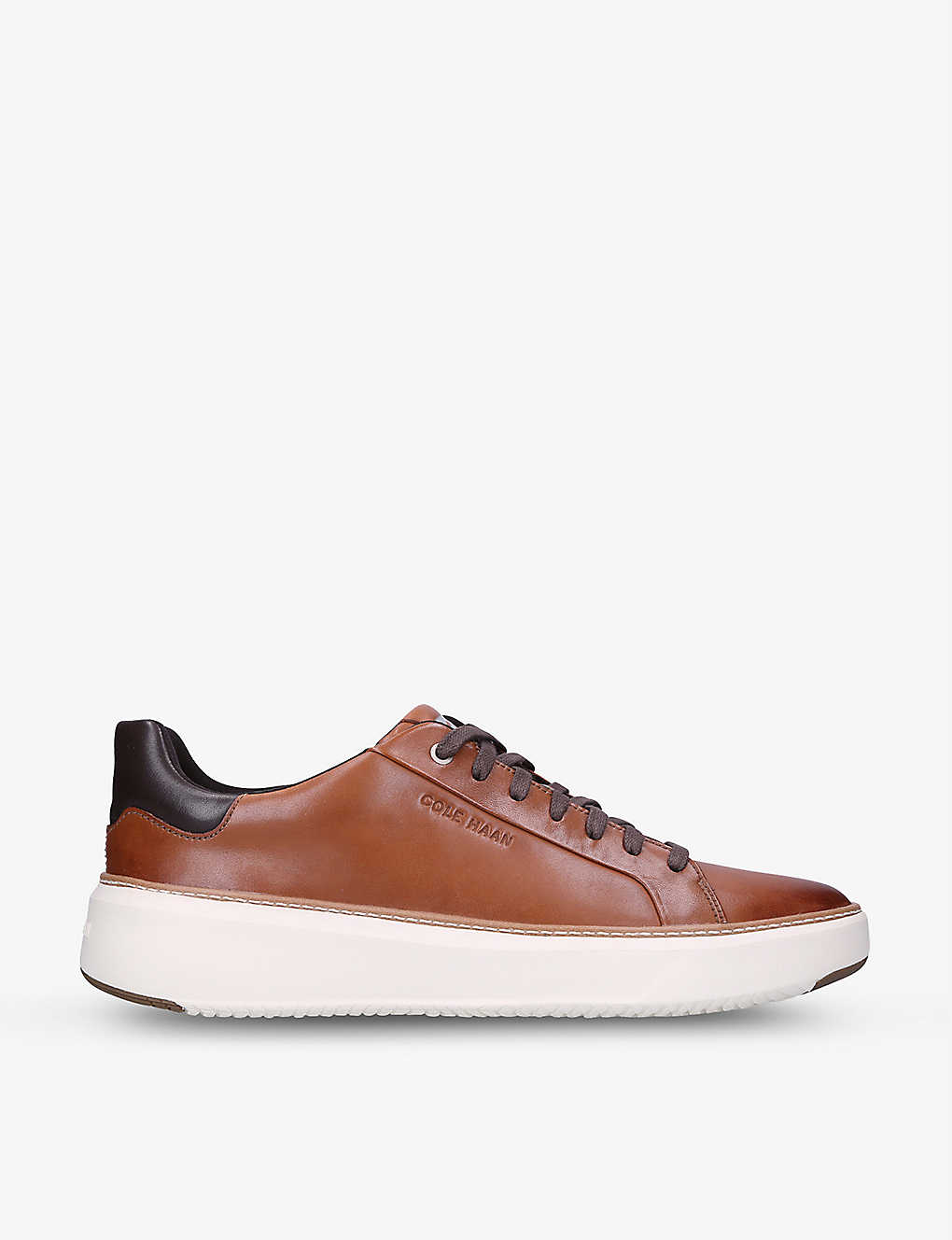 Shop Cole Haan Mens Tan Comb Grandprø Topspin Leather Trainers