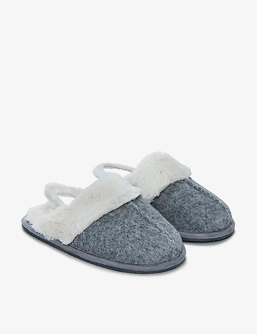 THE LITTLE WHITE COMPANY: Faux-fur lined woven mule slippers 1-12 years