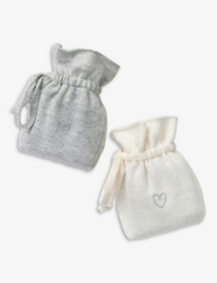 THE WHITE COMPANY: Set of two heart-embroidered wool and cotton lavender bags
