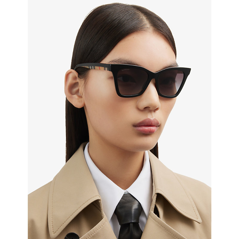 Shop Burberry Women's Black Be4346 Elsa Irregular-shaped Acetate Sunglasses