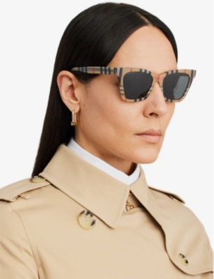 Shop Burberry Women's Brown Be4346 Elsa Irregular-shaped Acetate Sunglasses