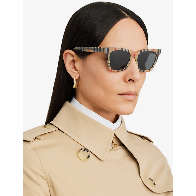 Shop Burberry Women's Brown Be4346 Elsa Irregular-shaped Acetate Sunglasses
