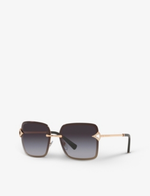 Shop Bvlgari Bv6167b Square-frame Acetate Sunglasses In Gold