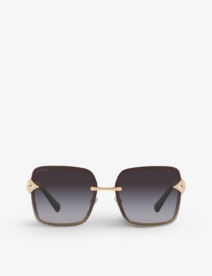 Shop Bvlgari Bv6167b Square-frame Acetate Sunglasses In Gold