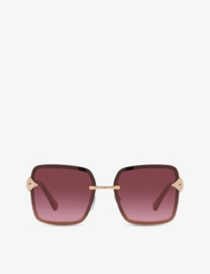 BVLGARI: BV6167B rectangular-frame silver-tone metal sunglasses
