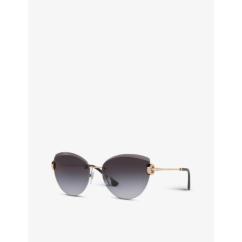 Shop Bvlgari Bv6166b Cat-eye Gold-tone Metal Sunglasses