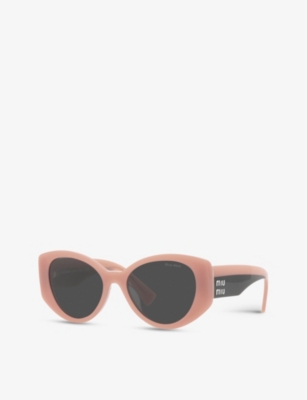 Shop Miu Miu Women's Pink Mu 03ws Acetate Cat-eye Sunglasses