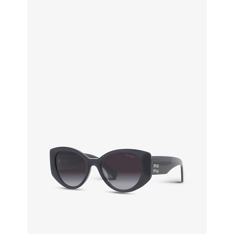 Shop Miu Miu Women's Grey Mu 03ws Acetate Cat-eye Sunglasses